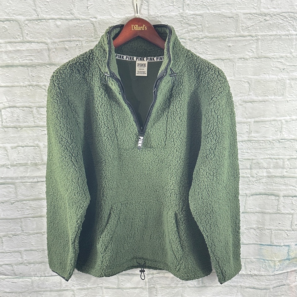 Victoria's Secret Pink Olive Fleece Top L